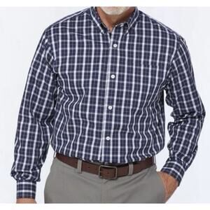 Duluth Trading Co Mens Wrinkle Fighter Shirt Dad Core- Blue White Plaid, Size S